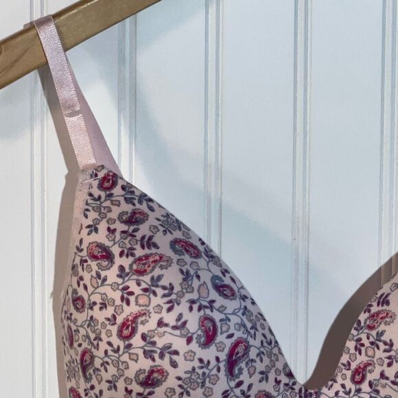 Jessica Simpson Floral Lightly Padded Bra Womens 34C Pink With Lace Trim Classic - Picture 2 of 8